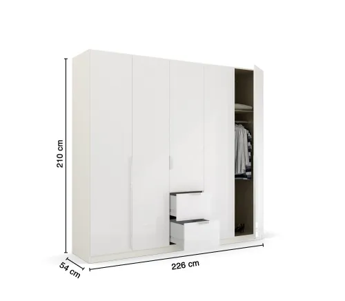 Kleiderschrank Drehtürenschrank Glamour | mit Schubkästen | weiß Hochglanz / alpinweiß | verschiedene Größen