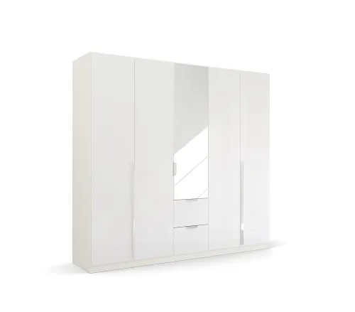 Kleiderschrank Drehtürenschrank Glamour | mit Spiegeltüren & Schubkästen | weiß Hochglanz / alpinweiß | verschiedene Größen