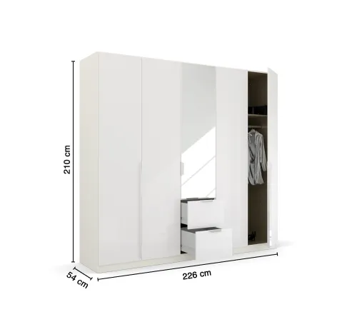 Kleiderschrank Drehtürenschrank Glamour | mit Spiegeltüren & Schubkästen | weiß Hochglanz / alpinweiß | verschiedene Größen