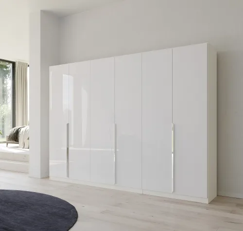 Kleiderschrank Drehtürenschrank Glamour | weiß Hochglanz / alpinweiß | verschiedene Größen