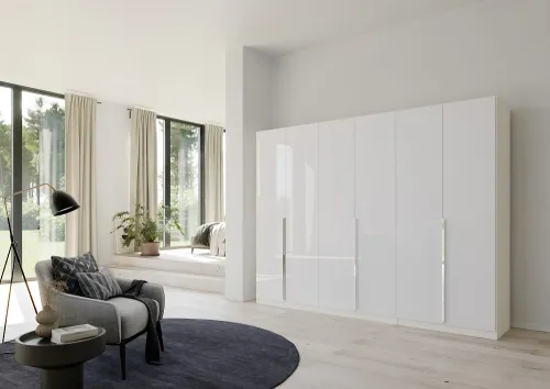 Kleiderschrank Drehtürenschrank Glamour | weiß Hochglanz / alpinweiß | verschiedene Größen