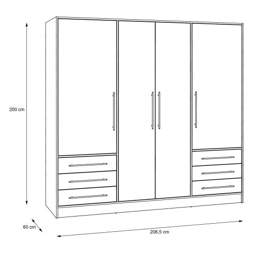 Kleiderschrank Drehtürenschrank Jupp | 4-türig | mit Schubkästen | Sonoma Eiche
