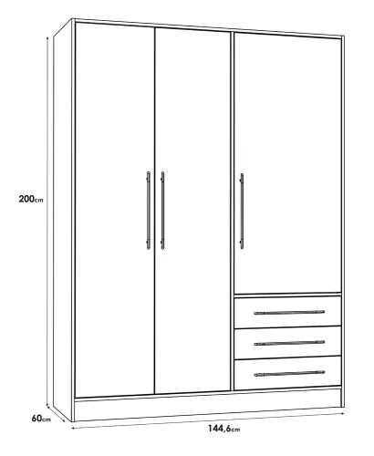 Kleiderschrank Drehtürenschrank Jupp | mit Schubkästen | Sandeiche / weiß | 144,6 x 200 x 60 cm | Sanduhrgriff