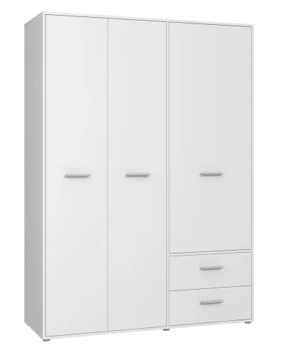 Kleiderschrank Drehtürenschrank Mokko | 3-türig | mit Schubkästen | weiß