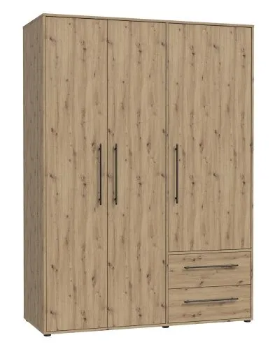 Kleiderschrank Drehtürenschrank Mokko | mit Schubkästen | Artisan Eiche | 144,4 x 200 x 59 cm