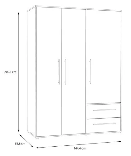 Kleiderschrank Drehtürenschrank Mokko | mit Schubkästen | Artisan Eiche | 144,4 x 200 x 59 cm