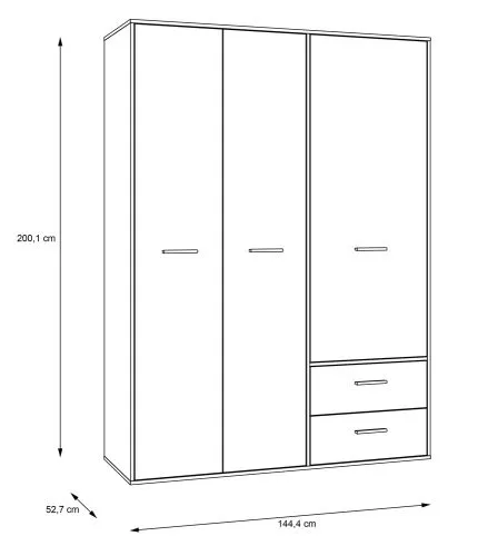 Kleiderschrank Drehtürenschrank Mokko | mit Schubkästen | weiß | 144,4 x 200 x 59 cm