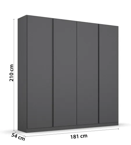 Kleiderschrank Drehtürenschrank Monostar | 4-türig | grau-metallic 181 x 210 x 54