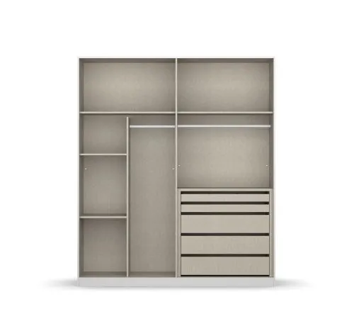 Kleiderschrank Drehtürenschrank Monostar | 4-türig | mit Glastüren | Glas basalt / grau metallic | 181x210 | mit Schubkasteneinsatz & Wäscheeinteilung