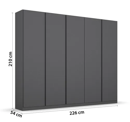 Kleiderschrank Drehtürenschrank Monostar | 5-türig | grau-metallic 226 x 210 x 54