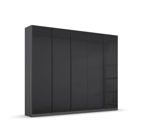 Kleiderschrank Drehtürenschrank Monostar | 5-türig | mit Glastüren | Glas basalt / grau metallic | 226x210 | mit Schubkasteneinsatz