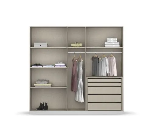 Kleiderschrank Drehtürenschrank Monostar | 5-türig | mit Glastüren | Glas basalt / grau metallic | 226x210 | mit Schubkasteneinsatz