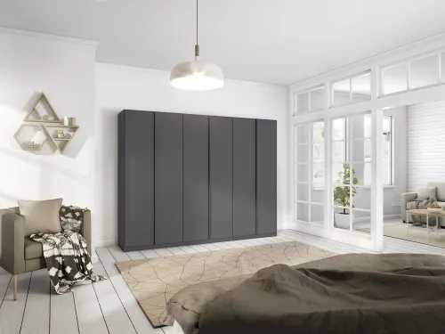 Kleiderschrank Drehtürenschrank Monostar | 6-türig | grau-metallic 271 x 210 x 54