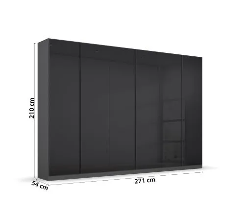 Kleiderschrank Drehtürenschrank Monostar | mit Glastüren | opt. Zubehör | Glas basalt / grau metallic | verschiedene Größen