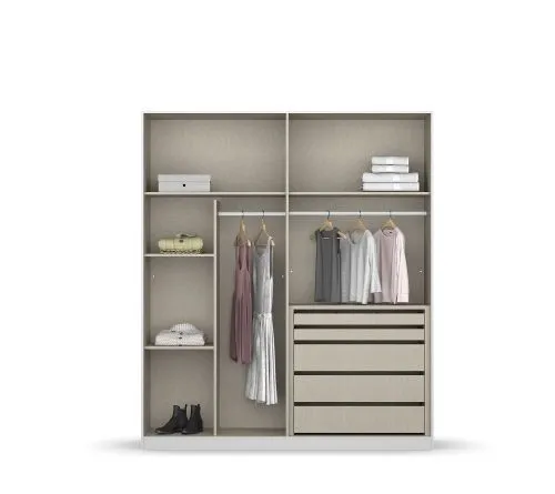 Kleiderschrank Drehtürenschrank Monostar | mit Glastüren | opt. Zubehör | Glas basalt / grau metallic | verschiedene Größen