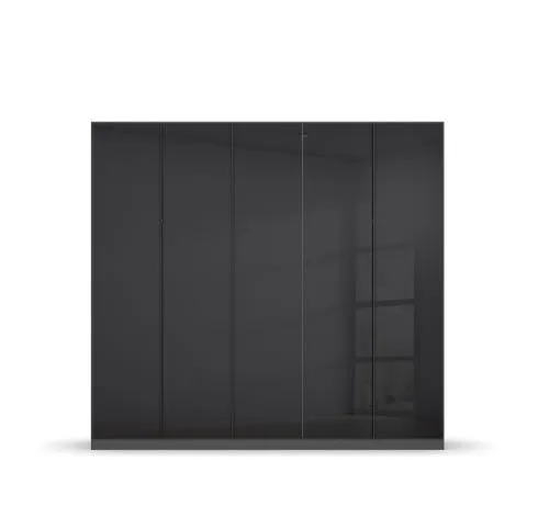 Kleiderschrank Drehtürenschrank Monostar | mit Glastüren | opt. Zubehör | Glas basalt / grau metallic | verschiedene Größen