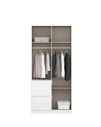 Kleiderschrank Drehtürenschrank Nidda | 2-türig | mit Schubkästen | Alpinweiß