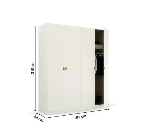 Kleiderschrank Drehtürenschrank Quadra-Spin | 4-türig | alpinweiß | 181x210 | Griff Homey