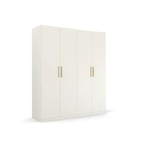 Kleiderschrank Drehtürenschrank Quadra-Spin | 4-türig | alpinweiß | Skandi Eiche | 181x210