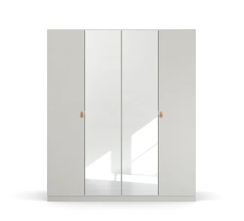 Kleiderschrank Drehtürenschrank Quadra-Spin | 4-türig | mit Spiegeltüren | seidengrau | 181x210 | Griff Homey