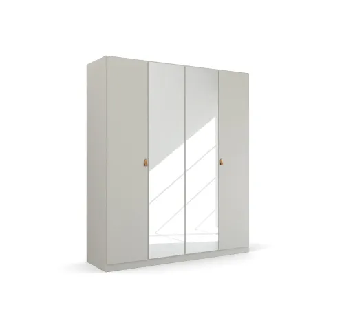 Kleiderschrank Drehtürenschrank Quadra-Spin | 4-türig | mit Spiegeltüren | seidengrau | 181x210 | Griff Homey