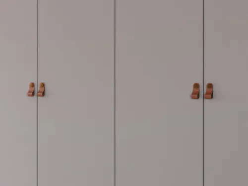 Kleiderschrank Drehtürenschrank Quadra-Spin | 4-türig | mit Spiegeltüren | seidengrau | 181x210 | Griff Homey