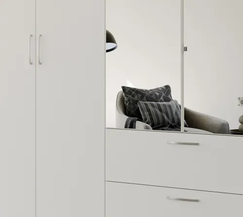 Kleiderschrank Drehtürenschrank Quadra-Spin | 5-türig | mit Spiegeltüren | alpinweiß | 226x210 | Griff Pure
