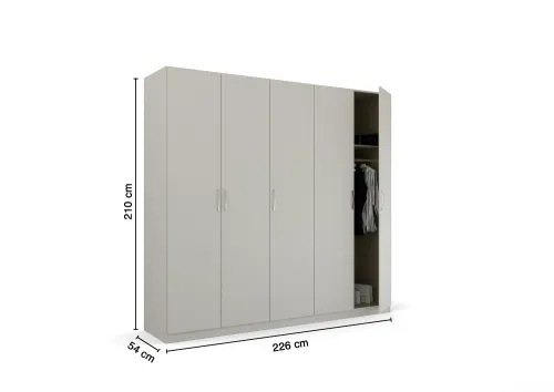 Kleiderschrank Drehtürenschrank Quadra-Spin | 5-türig | seidengrau | 226x210 | Griff Pure