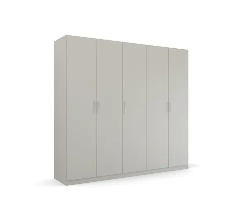 Kleiderschrank Drehtürenschrank Quadra-Spin | 5-türig | seidengrau | 226x210 | Griff Skandi