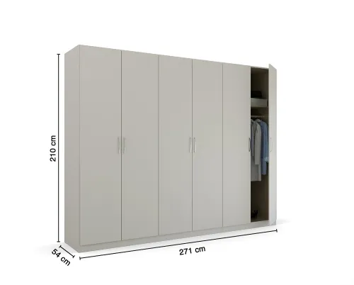 Kleiderschrank Drehtürenschrank Quadra-Spin | 6-türig | seidengrau | 271x210 | Griff Pure
