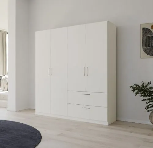 Kleiderschrank Drehtürenschrank Quadra-Spin | mit Schubkästen | alpinweiß | verschiedene Größen