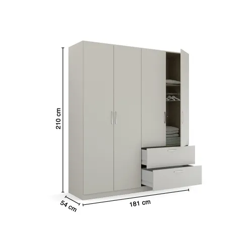 Kleiderschrank Drehtürenschrank Quadra-Spin | mit Schubkästen | seidengrau | verschiedene Größen