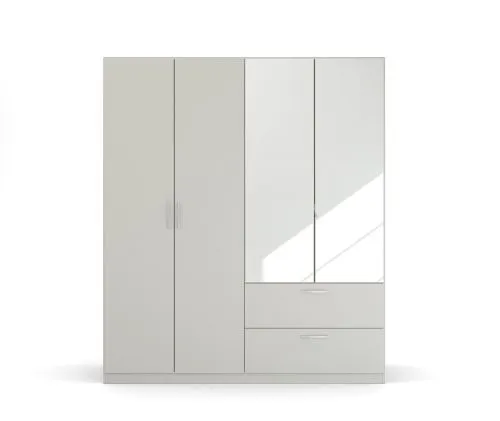 Kleiderschrank Drehtürenschrank Quadra-Spin | mit Spiegel & Schubkästen | seidengrau | verschiedene Größen