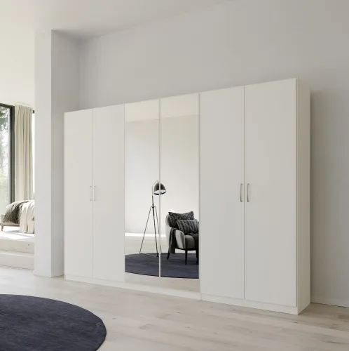 Kleiderschrank Drehtürenschrank Quadra-Spin | mit Spiegeltüren | alpinweiß | verschiedene Größen