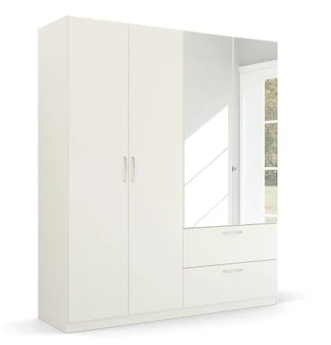Kleiderschrank Drehtürenschrank Quadra-Spin | mit Spiegeltüren & Schubkästen | alpinweiß | Griff