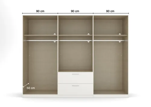Kleiderschrank Drehtürenschrank Quadra-Spin | mit Spiegeltüren & Schubkästen | alpinweiß | Griff