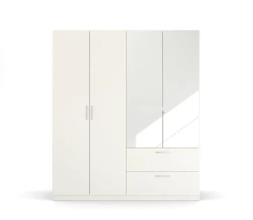 Kleiderschrank Drehtürenschrank Quadra-Spin | mit Spiegeltüren & Schubkästen | alpinweiß | Griff