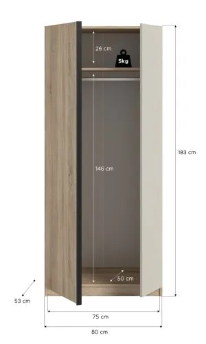 Kleiderschrank Oakland | mit 2 Türen | Sonoma Eiche