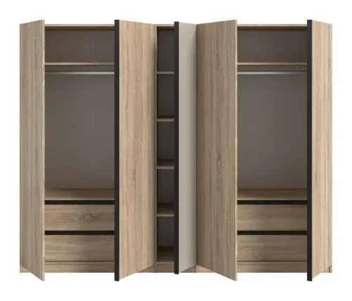 Kleiderschrank Oakland | 5 Türen | Drehtürenschrank | Sonoma Eiche