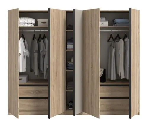 Kleiderschrank Oakland | 5 Türen | Drehtürenschrank | Sonoma Eiche