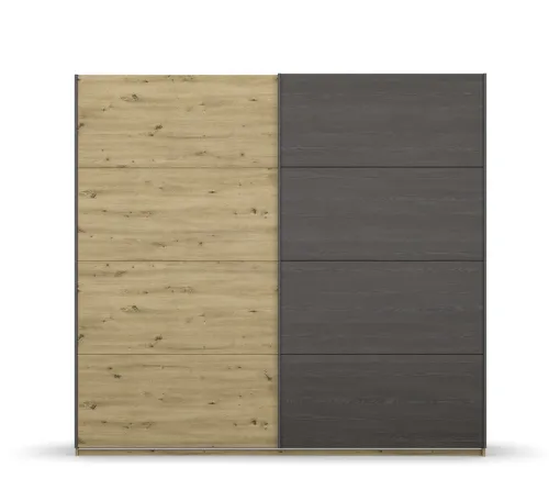 Kleiderschrank Schwebetürenschrank Apollon | 2-türig | Eiche Artisan / Eiche Black