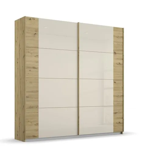 Kleiderschrank Schwebetürenschrank Artemis | mit Glastüren | Eiche Artisan / champagner | verschiedene Größen
