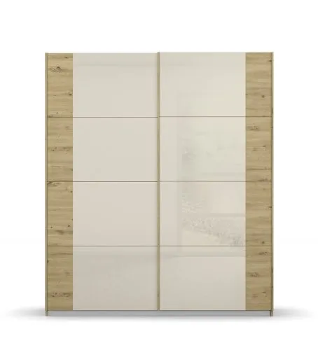 Kleiderschrank Schwebetürenschrank Artemis | mit Glastüren | Eiche Artisan / champagner | verschiedene Größen