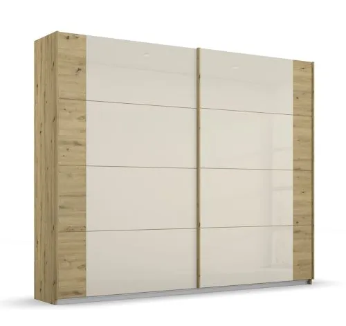 Kleiderschrank Schwebetürenschrank Artemis | mit Glastüren | Eiche Artisan / champagner | verschiedene Größen