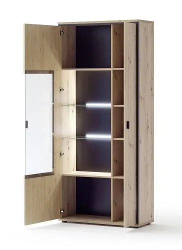 Kombi-Vitrine Buenos Aires | Balkeneiche | LED Beleuchtung