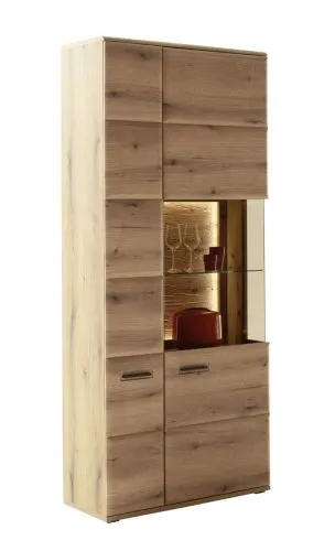 Kombi-Vitrine Naxos | Eiche Evoke | mit LED Bandbeleuchtung