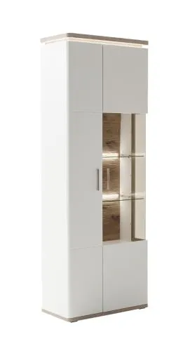 Kombi-Vitrine Palermo | Soft white / Viking Oak | LED Beleuchtung