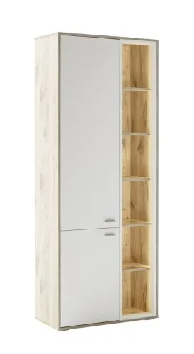 Kombi-Vitrine Santerno | Soft white / Viking Oak | LED Beleuchtung