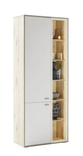 Kombi-Vitrine Santerno | Soft white / Viking Oak | ohne Beleuchtung