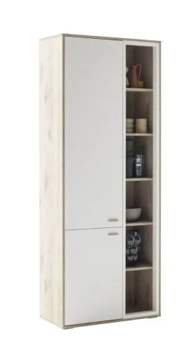 Kombi-Vitrine Santerno | Soft white / Viking Oak | ohne Beleuchtung